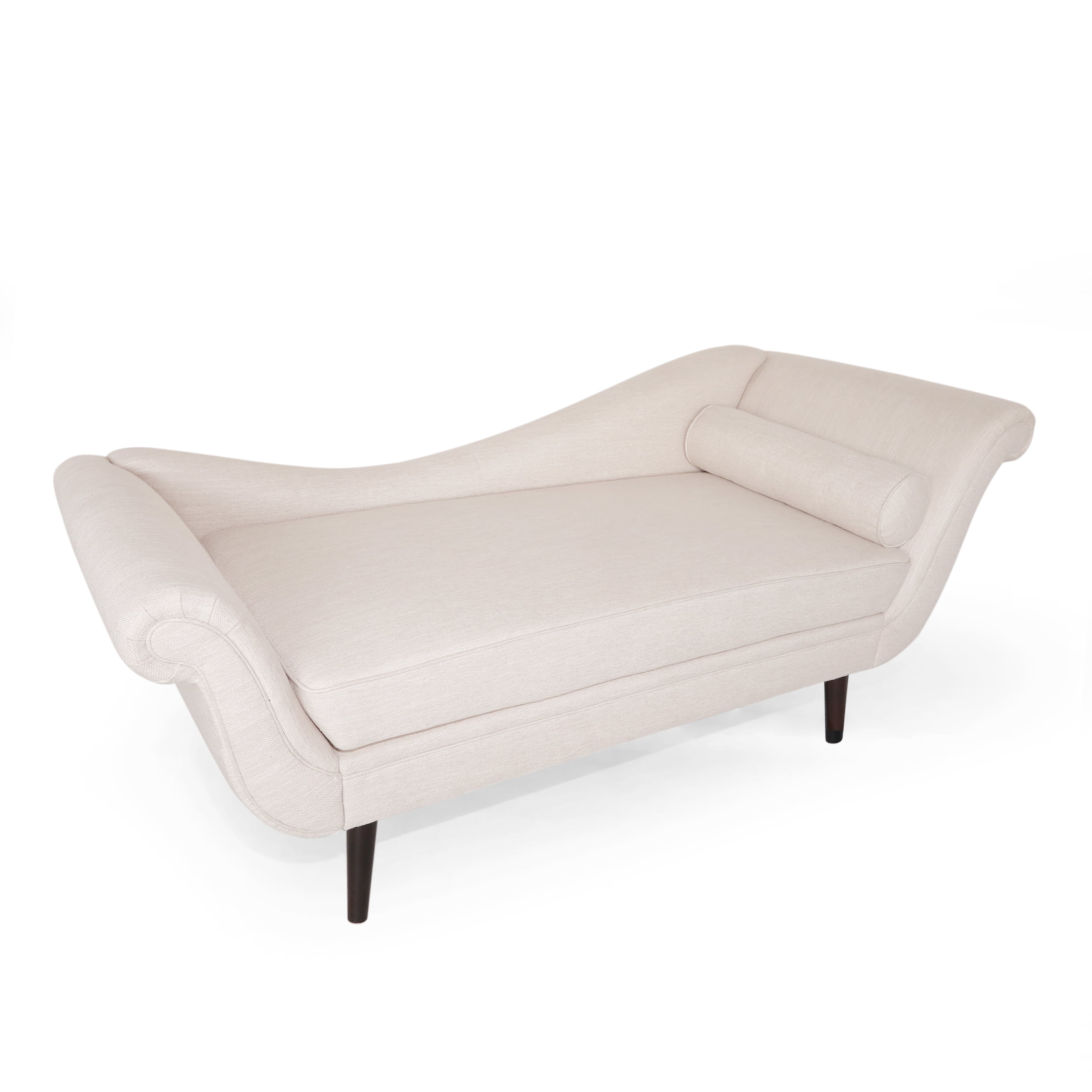 Noble House Xane Indoor Fabric Chaise Lounge With Bolster Pillow, Beige
