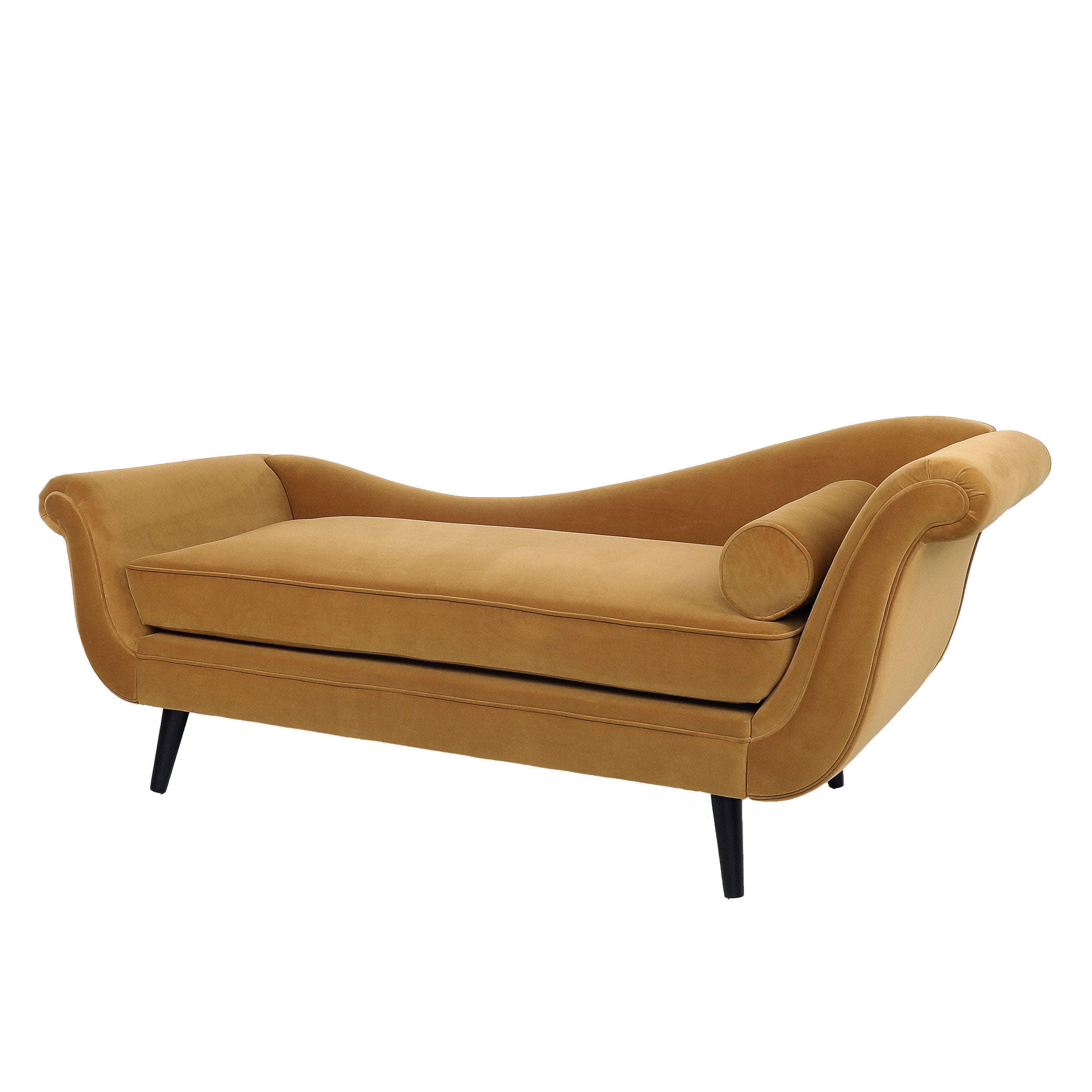 Noble House Xane Indoor Fabric Chaise Lounge With Bolster Pillow, Turmeric