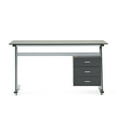 thumbnail image 1 of Noble House Xhaiden Tempered Glass Computer Desk, Black, Silver Legs, 1 of 9