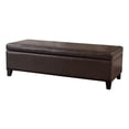 thumbnail image 1 of Noble House York Bonded Leather Brown Storage Ottoman Bench, 1 of 3