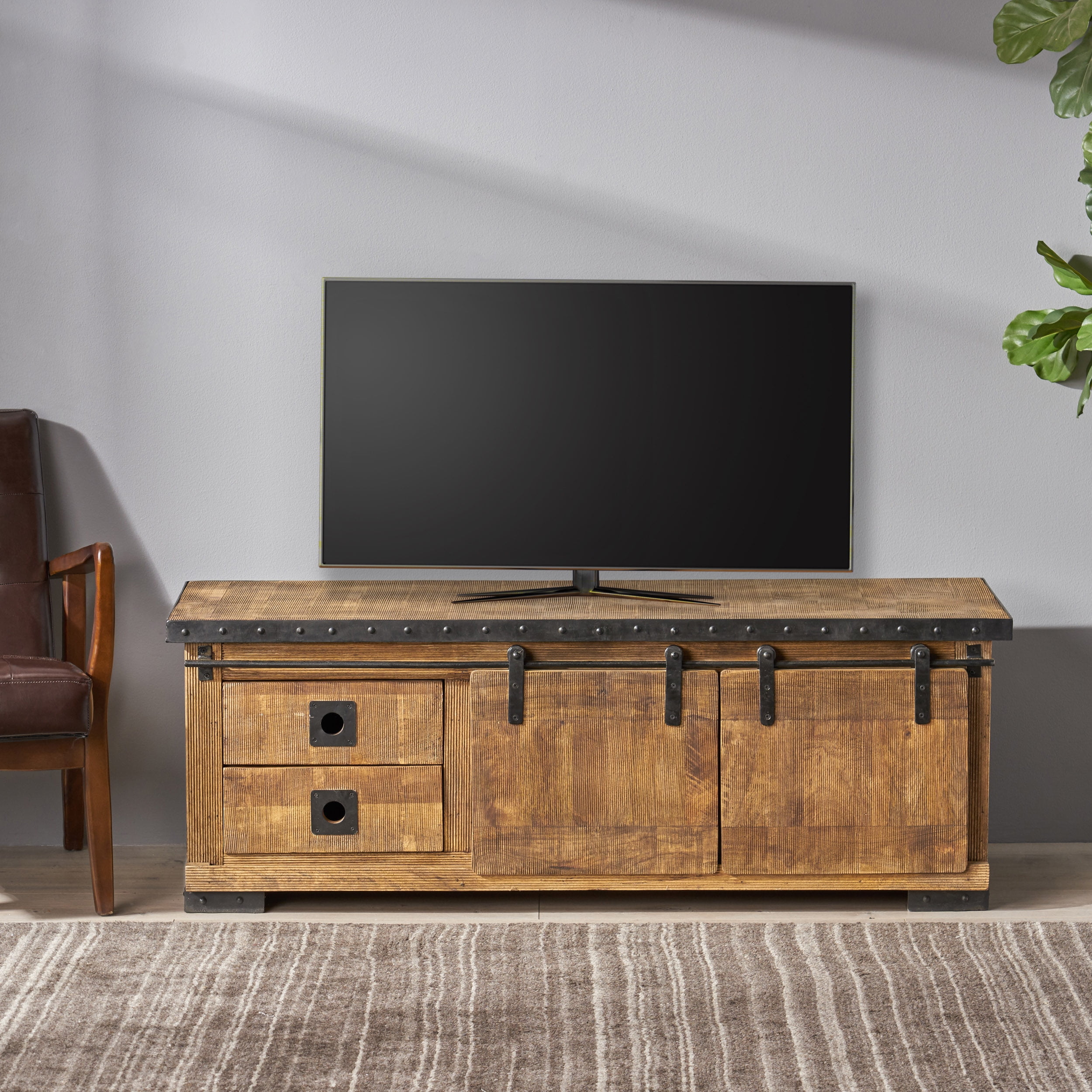 Industrial mango deals wood tv unit