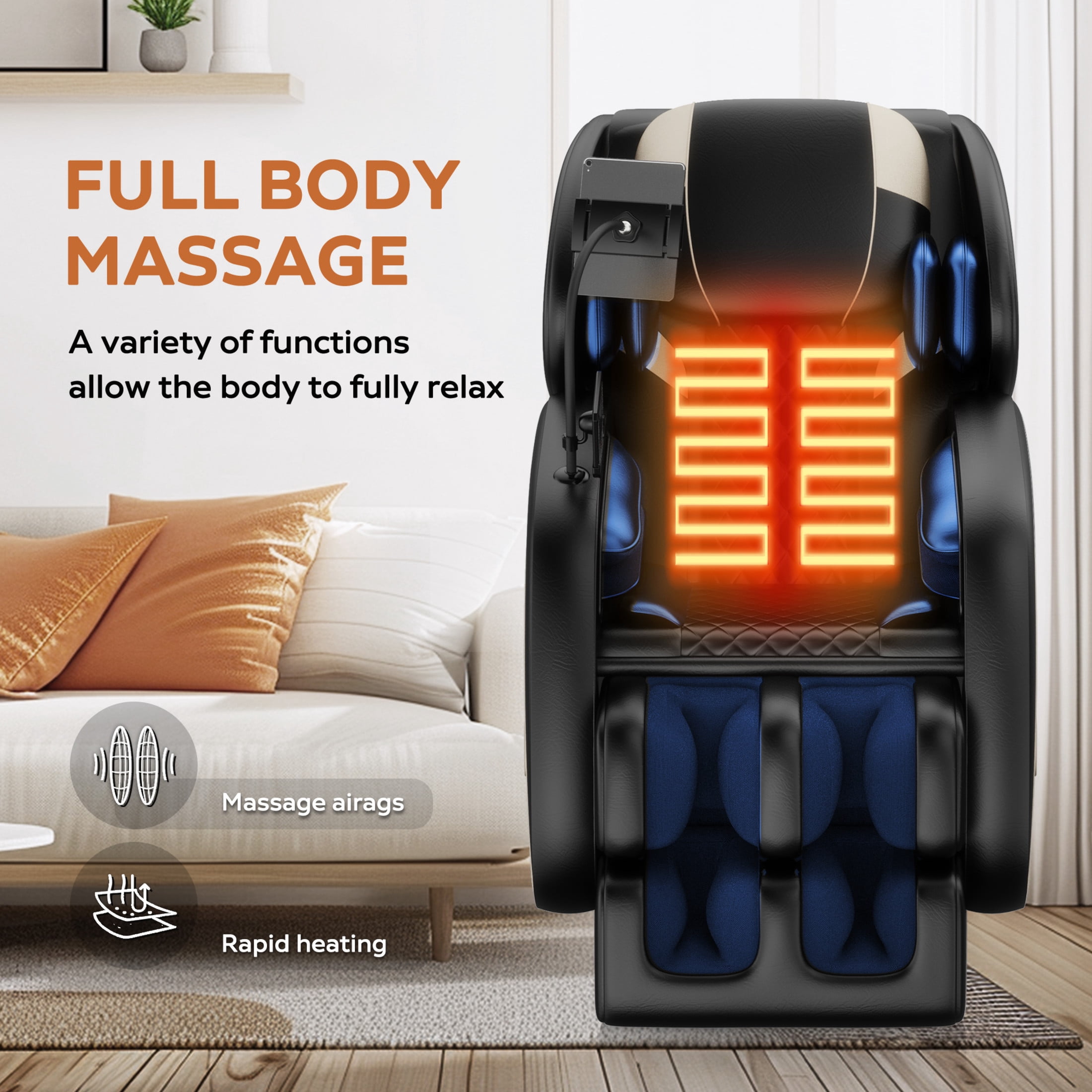 Noble House Zero Gravity Massage Chair Recliner, Full Body Air Pressure with 5 Auto Modes, Brown
