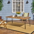 thumbnail image 1 of Noble House Zion Rectangular Wood Patio Dining Table with Hairpin Legs in Teak, 1 of 9
