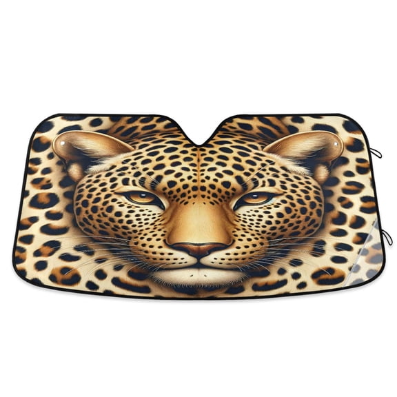 Noble Leopard Head Car Windshield Sun Shade Foldable Car Front Window Visor Heat and UV Protection 53x23.5