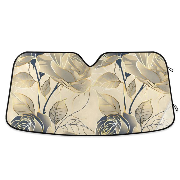 Noble Line Rose Car Windshield Sun Shade Foldable Car Front Window Visor Heat and UV Protection 53x23.5