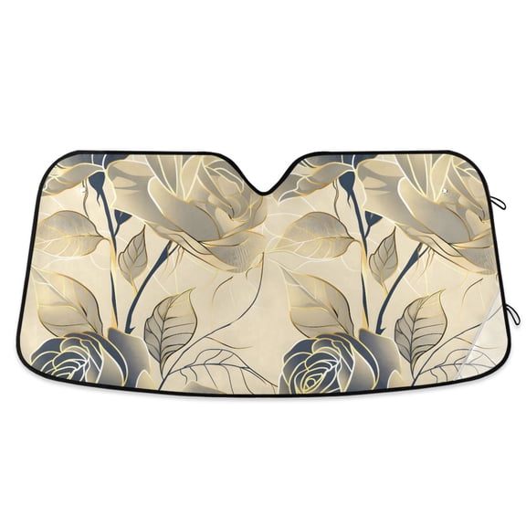 Noble Line Rose Car Windshield Sun Shade Foldable Car Front Window Visor Heat and UV Protection 55x27.6