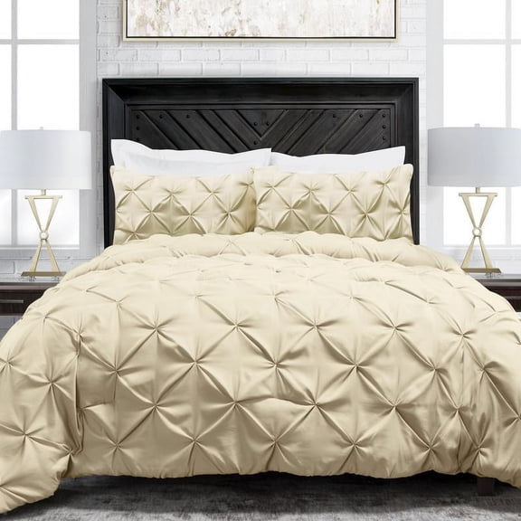 Noble Linen's 3 Piece Pinch Pleat Comforter Set