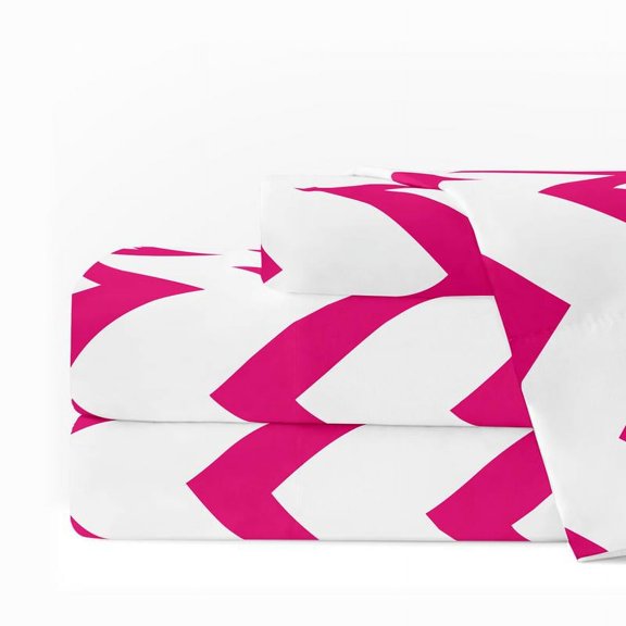 Noble Linen's 4 Piece Sheet Set with Chevron Pattern