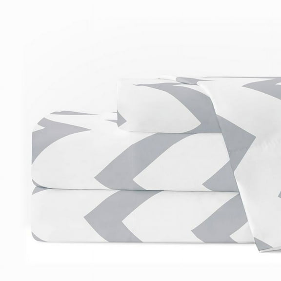 Noble Linen's 4 Piece Sheet Set with Chevron Pattern
