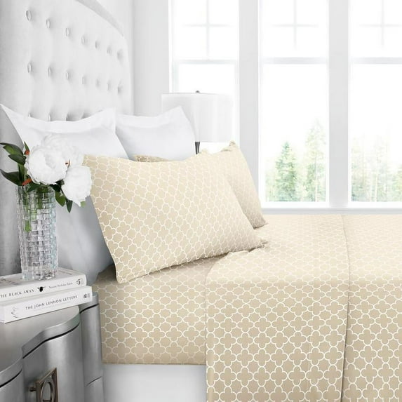 Noble Linen's 4 Piece Sheet Set with Clover Pattern