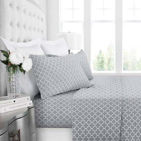 Noble Linen's 4 Piece Sheet Set with Clover Pattern