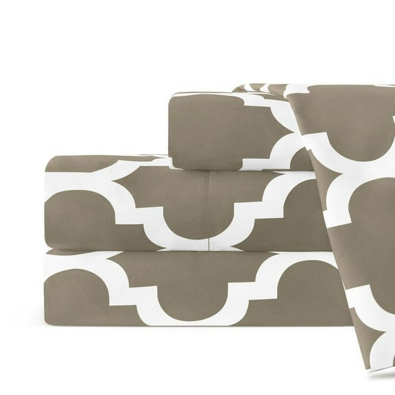 Noble Linen's 4 Piece Sheet Set with Quatrefoil Pattern