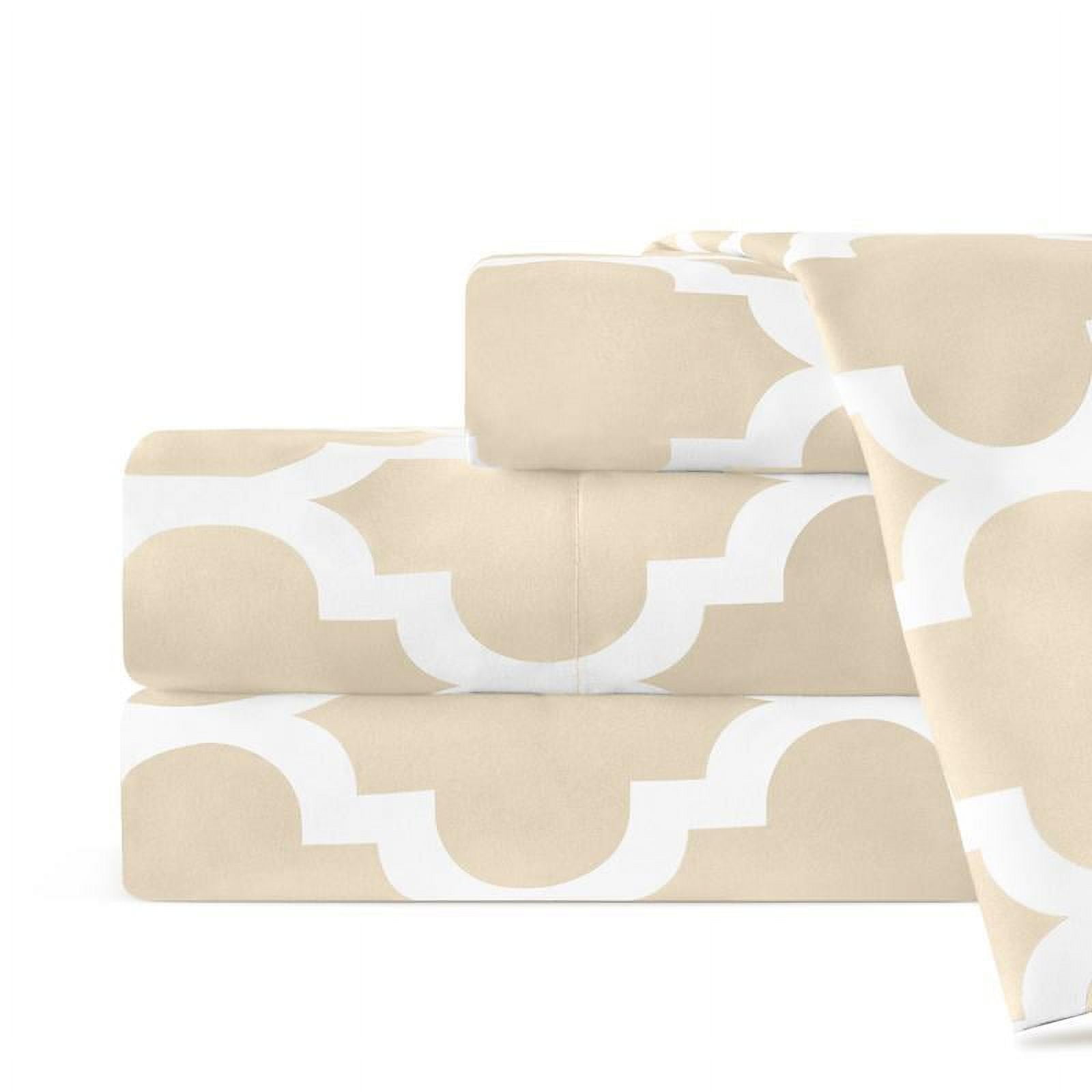 Noble Linen's 4 Piece Sheet Set with Quatrefoil Pattern