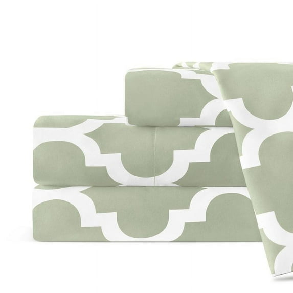 Noble Linen's 4 Piece Sheet Set with Quatrefoil Pattern