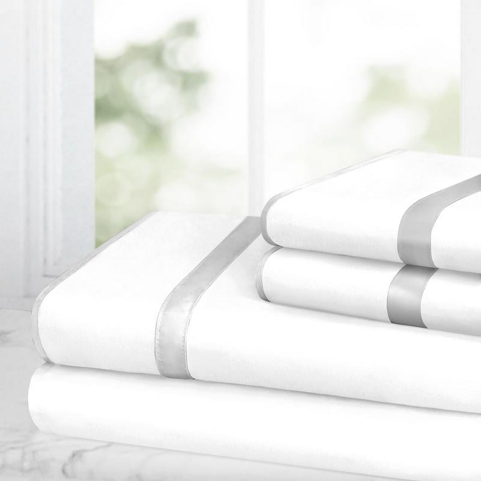 Noble Linen's 4 Piece Sheet Set with Satin Band Trim