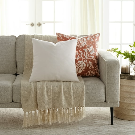 Noble Linens 2-Pack Cotton Slub Decor Throw Pillows - Distressed Floral Rose