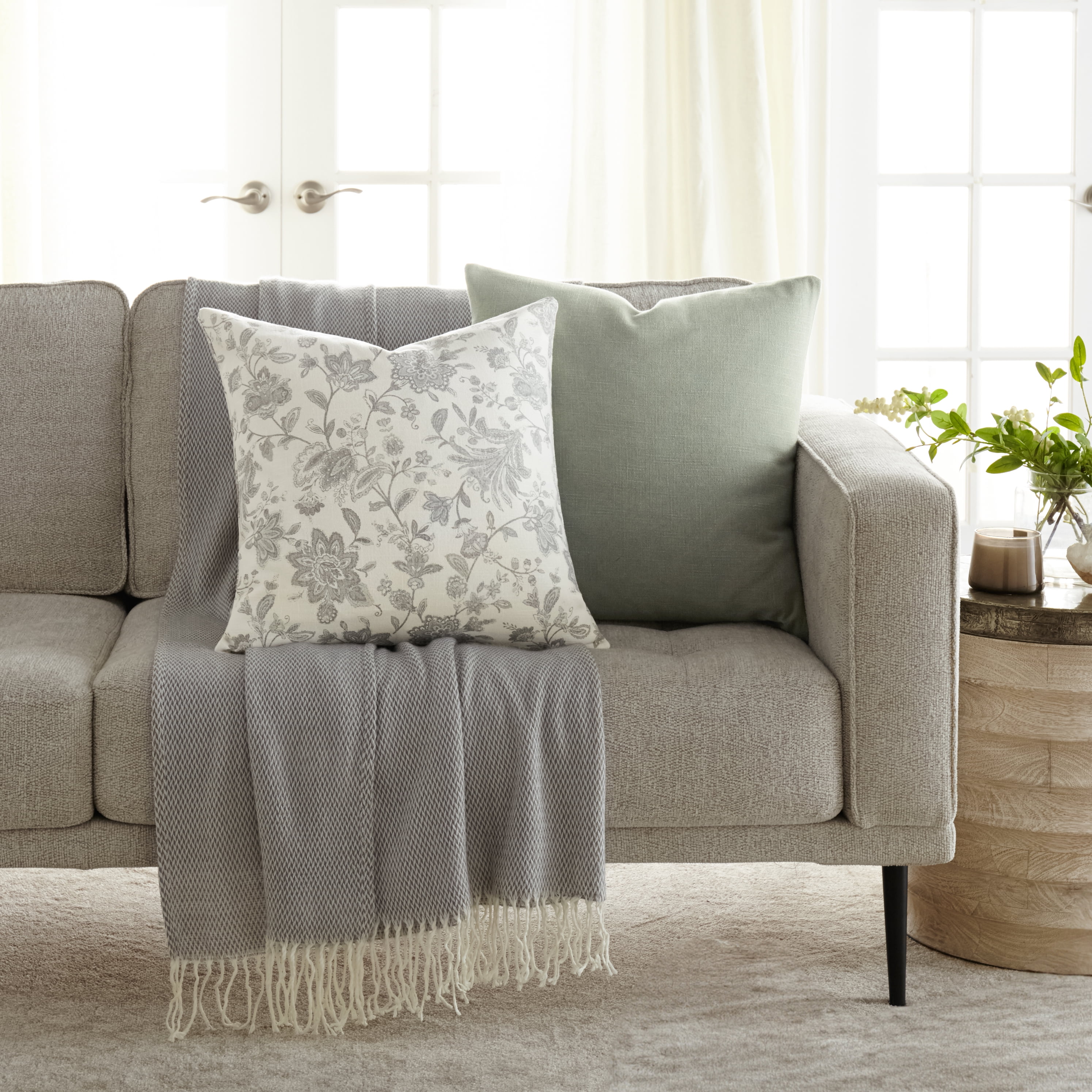 Noble Linens 2-Pack Cotton Slub Decor Throw Pillows - Jacobean Gray