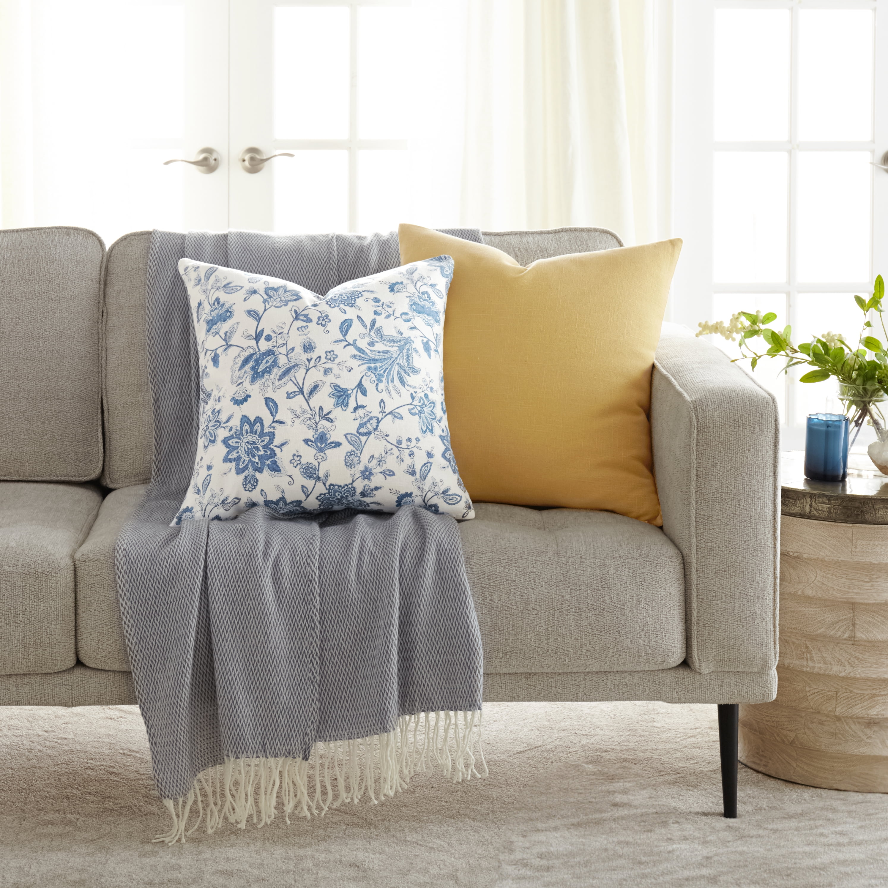 Noble Linens 2-Pack Cotton Slub Decor Throw Pillows - Jacobean Mustard