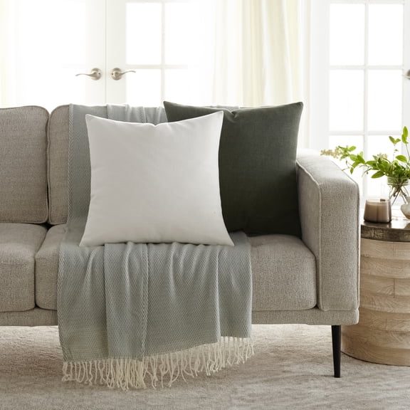 Noble Linens 2-Pack Cotton Slub Decor Throw Pillows Solids Olive & Natural