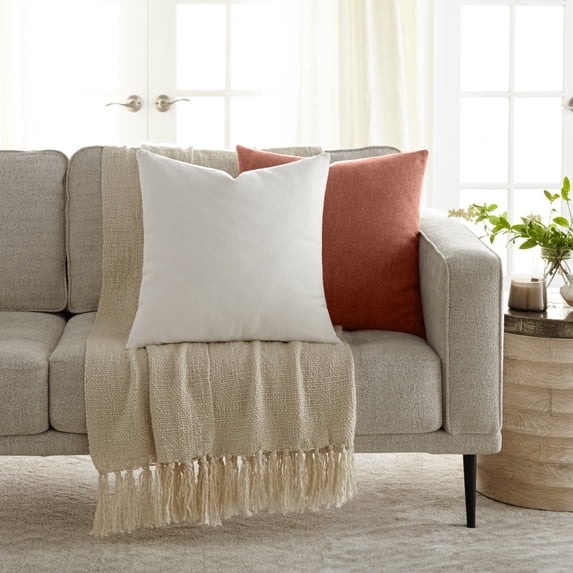 Noble Linens 2-Pack Cotton Slub Decor Throw Pillows Solids Terracotta & Natural