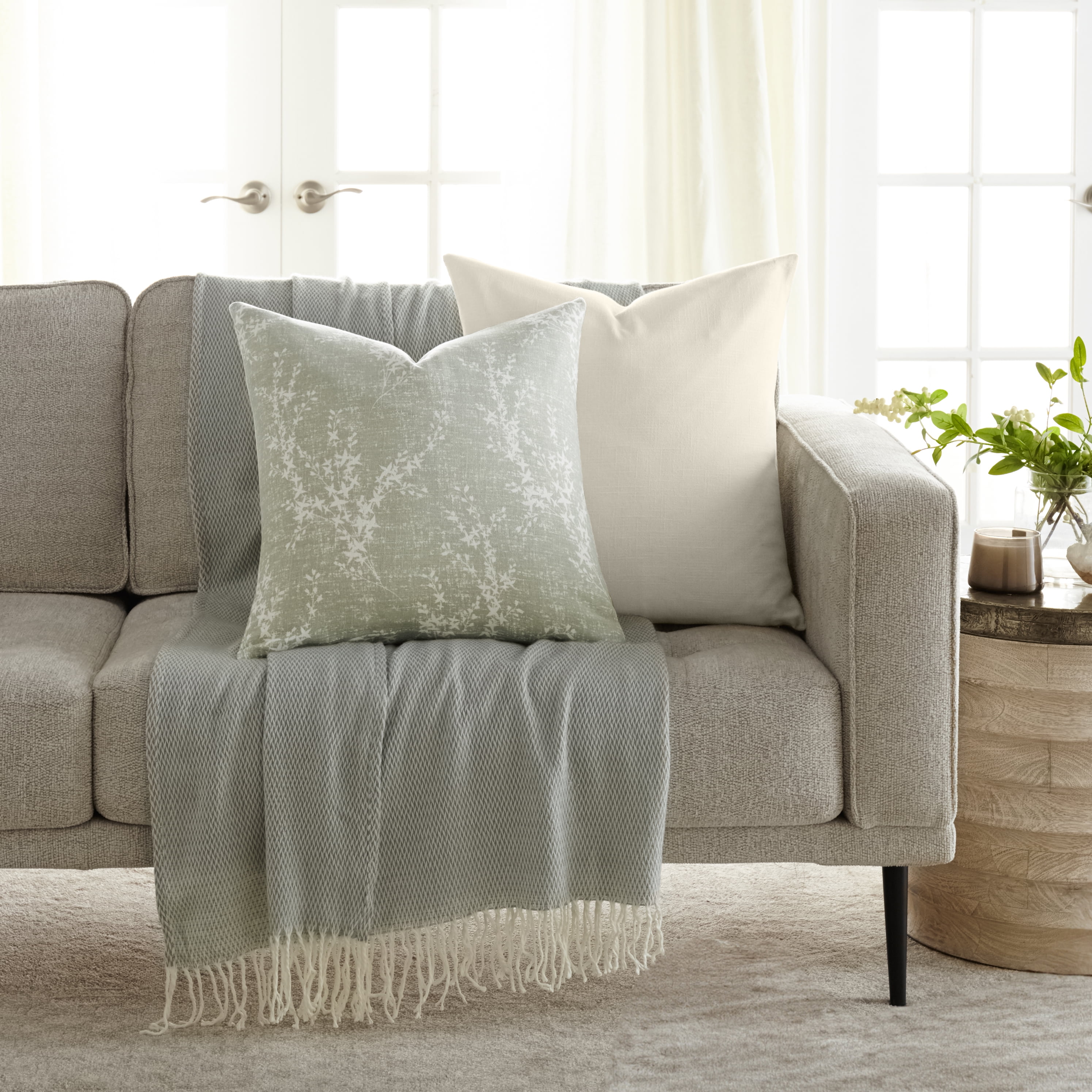 Noble Linens 2-Pack Cotton Slub Decor Throw Pillows - Willow Green