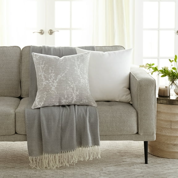 Noble Linens 2-Pack Cotton Slub Decor Throw Pillows - Willow Light Gray