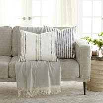 Noble Linens 2-Pack Decor Throw Pillows Yarn-Dyed Bengal Stripe and Framed Stripe in Blue