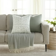 Noble Linens 2-Pack Seed Stitch Knit and Cotton Patterned Decor Throw Pillows - Eucalyptus