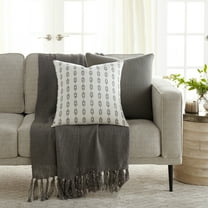 Noble Linens 2-Pack Seed Stitch Knit and Cotton Patterned Decor Throw Pillows - Gray