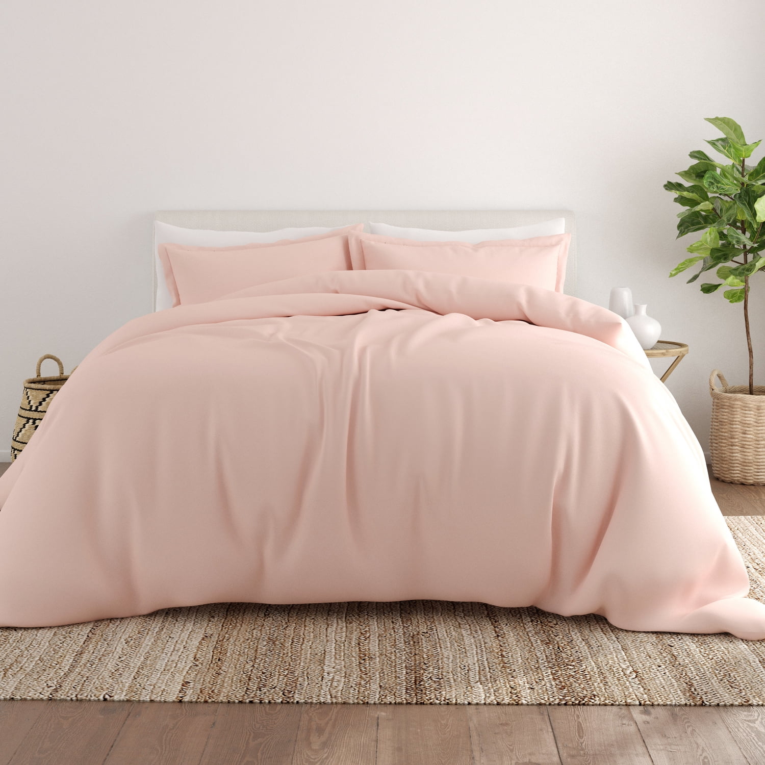 Blush Twin/Twin XL Microfiber Duvet Cover Set with Standard Sham