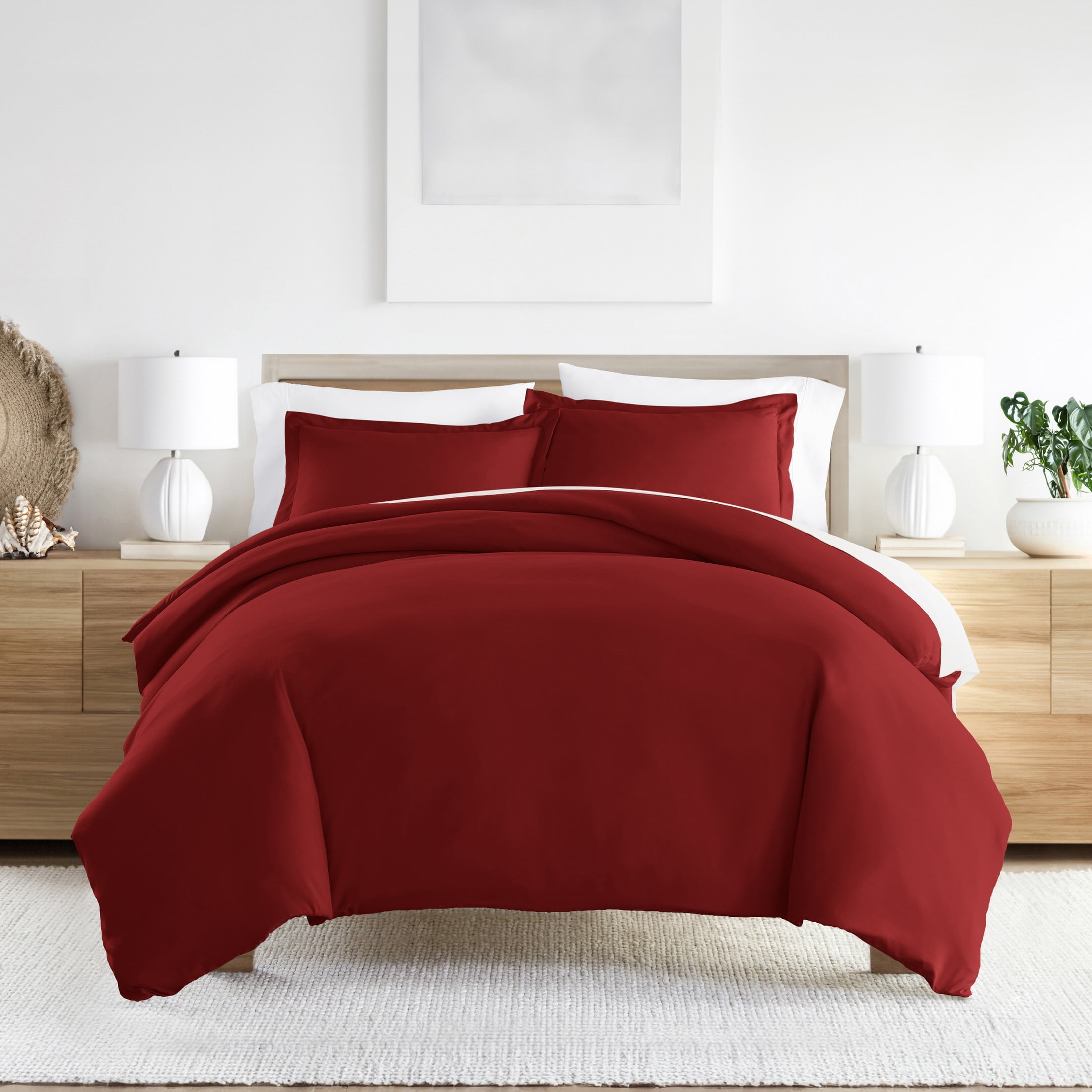 Noble Linens 2-Piece Burgundy Duvet Cover Set, Twin/Twin XL