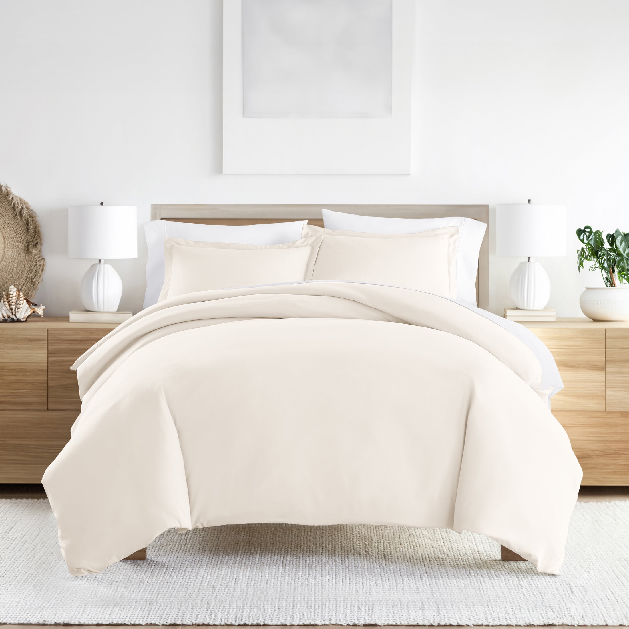 Noble Linens 2-Piece Ivory Duvet Cover Set, Twin/Twin XL