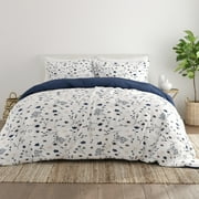 Noble Linens 2-Piece Navy Reversible Comforter Set, Twin/TwinXL