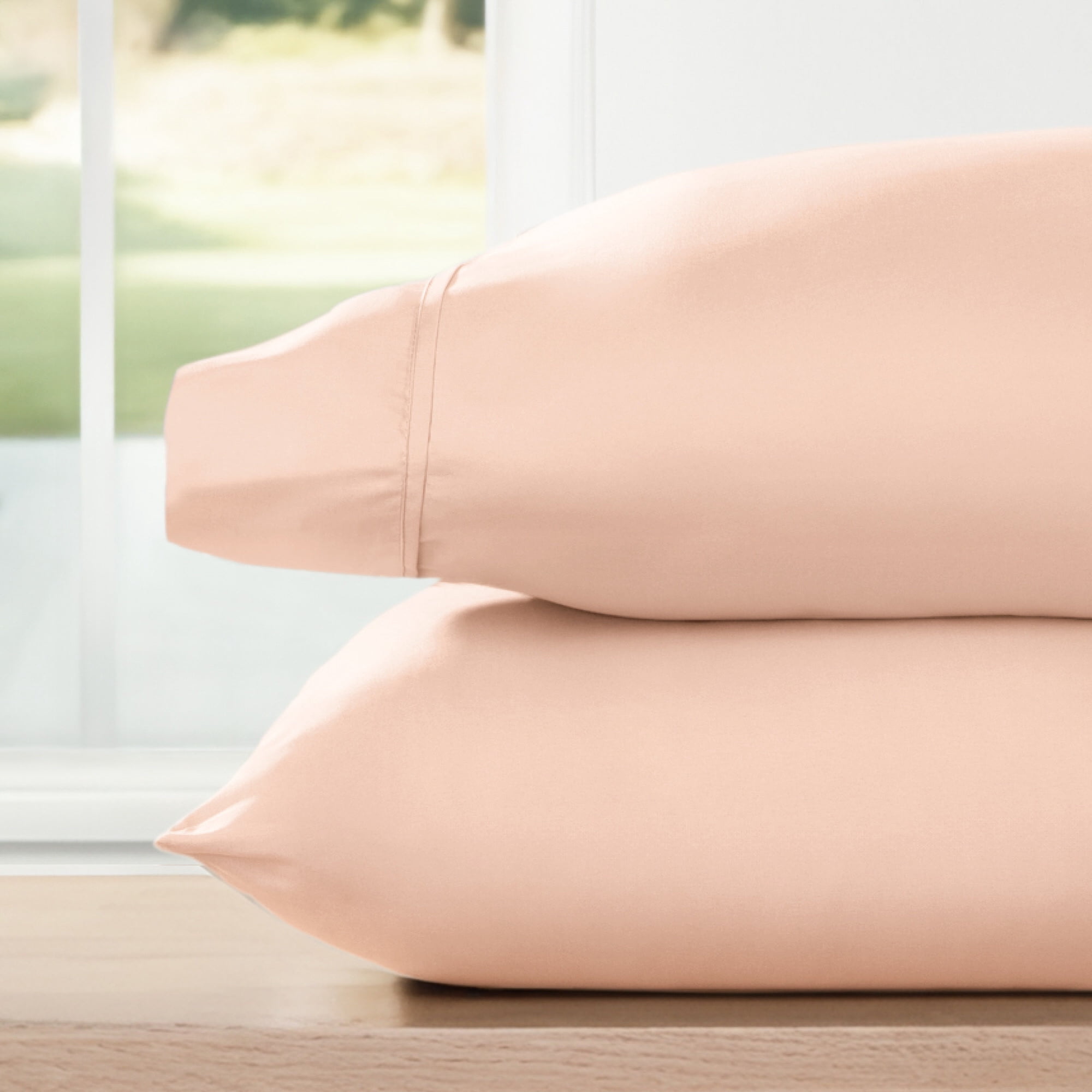 Noble Linens 2 Piece Pillow Case Set, Blush, King