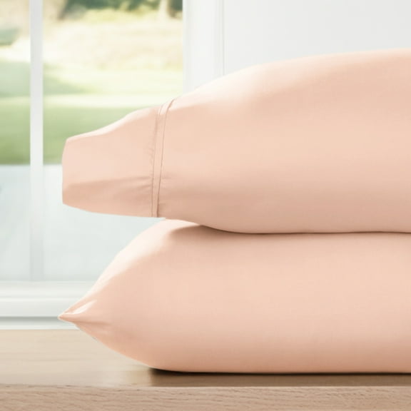 Noble Linens 2 Piece Pillow Case Set, Blush, Standard/Queen