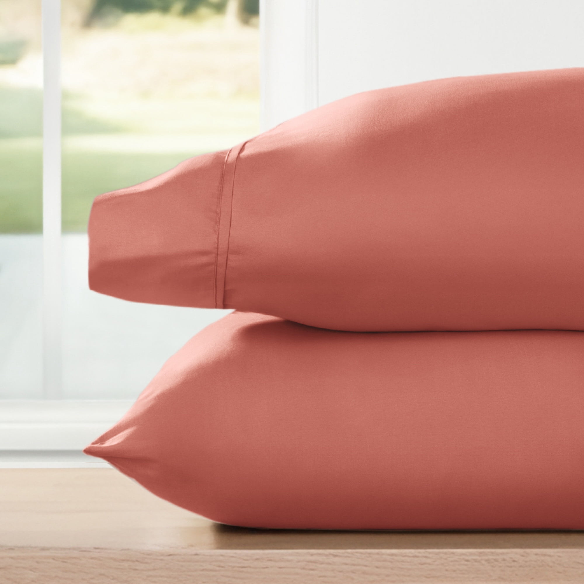 Noble Linens 2 Piece Pillow Case Set, Clay, Standard/Queen