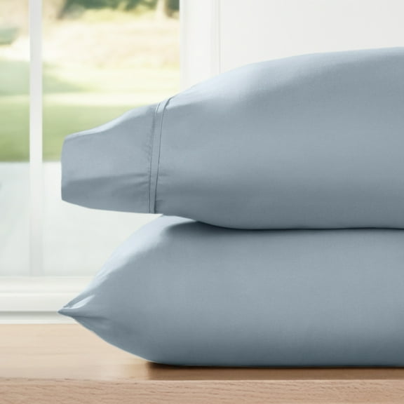 Noble Linens 2 Piece Pillow Case Set, Light Blue, Standard/Queen