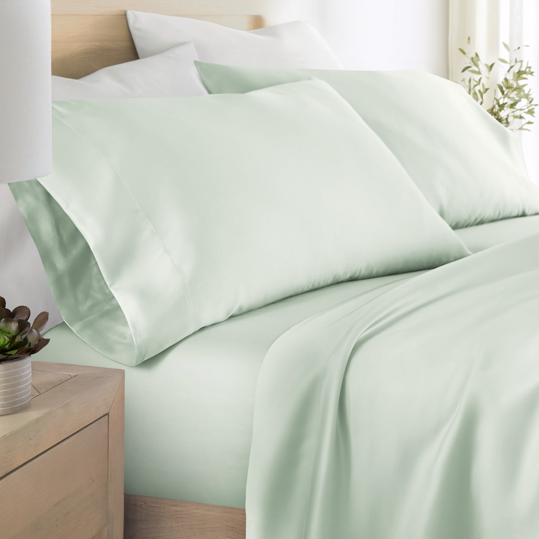 Noble Linens 2 Piece Rayon From Bamboo Pillowcase Set, Aqua, Standard/Queen