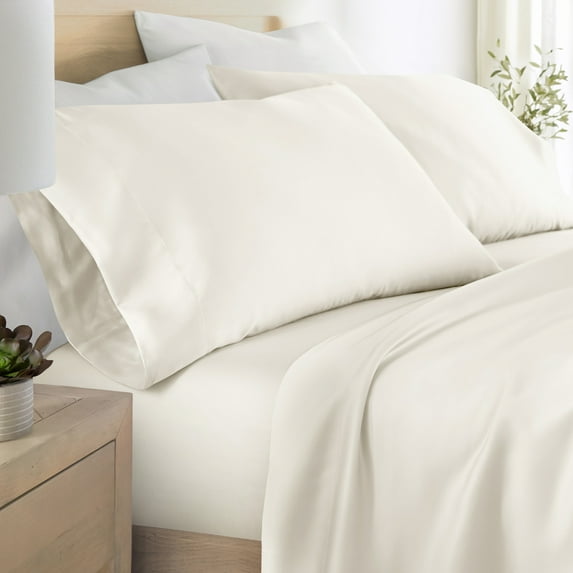 Noble Linens 2 Piece Rayon From Bamboo Pillowcase Set, Ivory, King