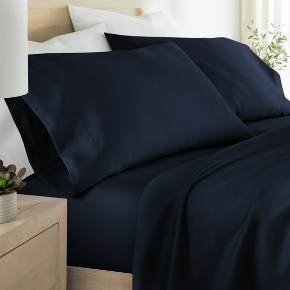 Noble Linens 2 Piece Rayon From Bamboo Pillowcase Set, Navy, Standard/Queen