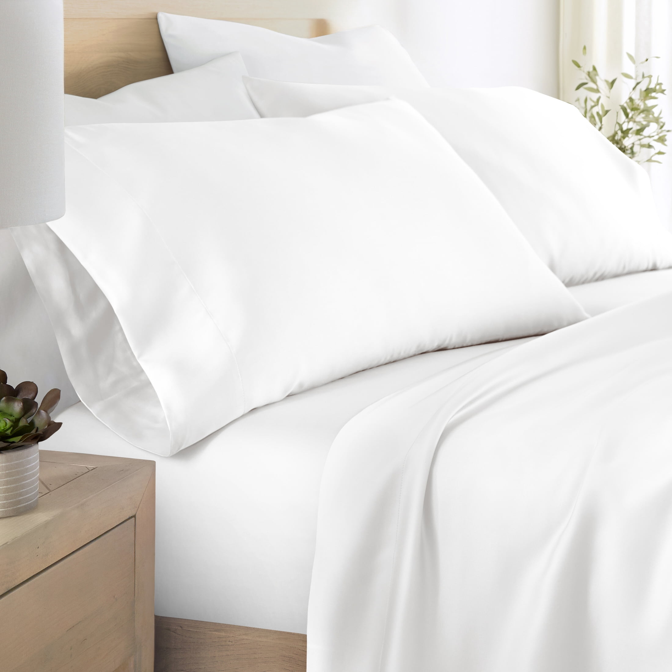 Noble Linens 2 Piece Rayon From Bamboo Pillowcase Set, White, King
