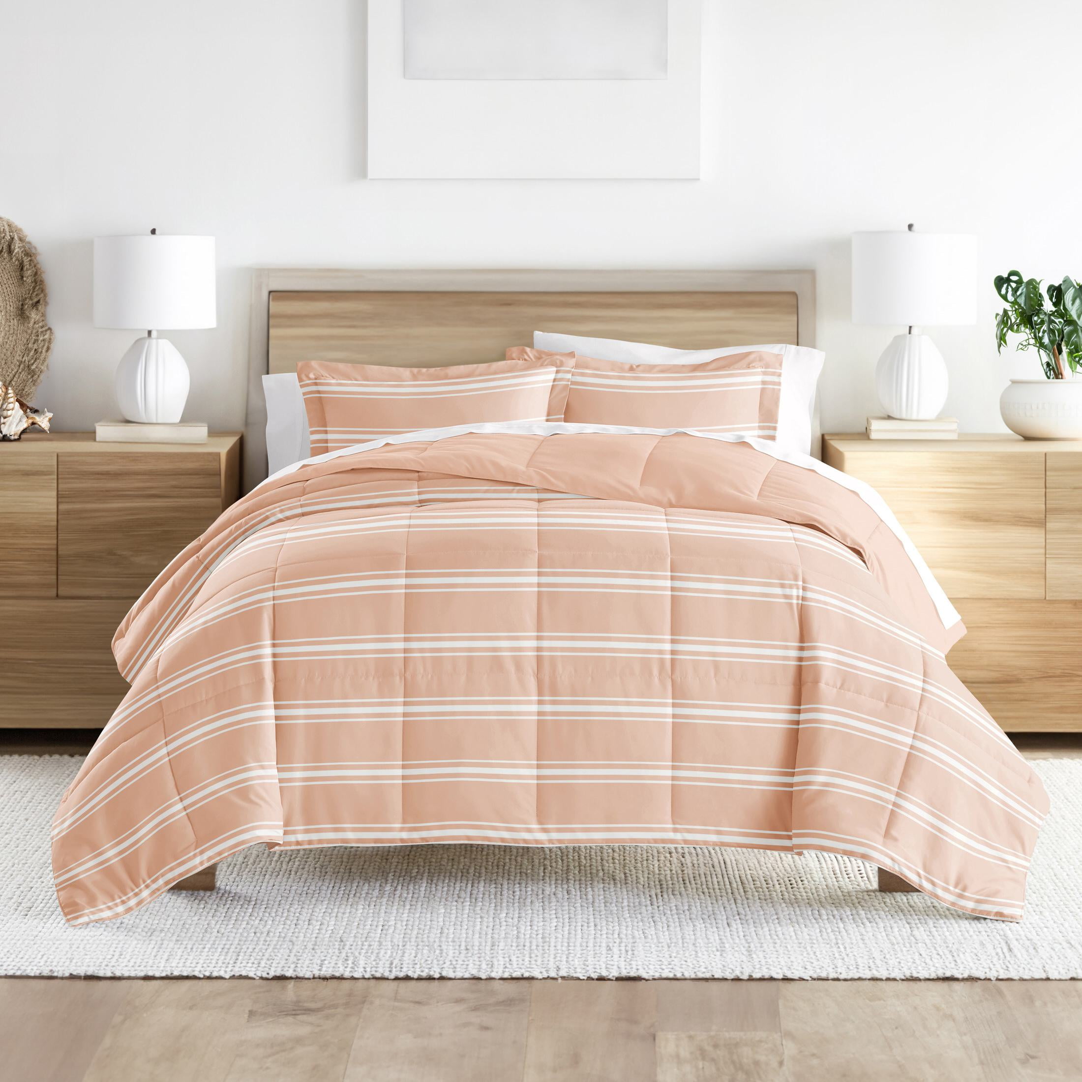 Twin Rose Striped Reversible Down Alternative Comforter Set