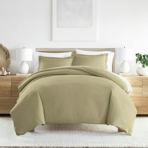 Noble Linens 2-Piece Sage Duvet Cover Set, Twin/Twin XL