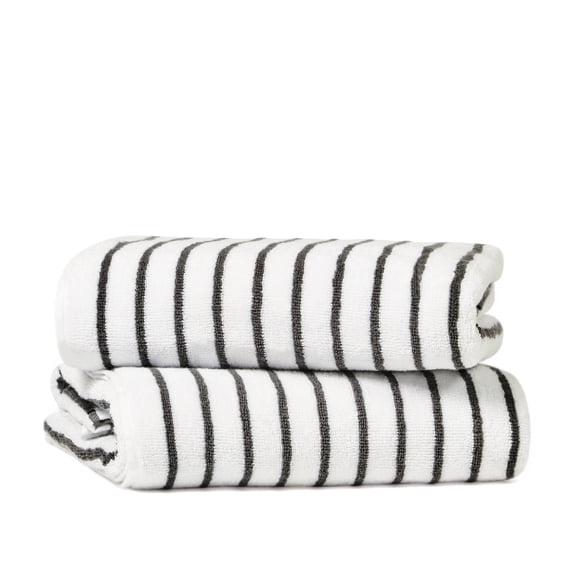 Noble Linens 2 pack Striped Cotton Cabana Beach and Pool Towels