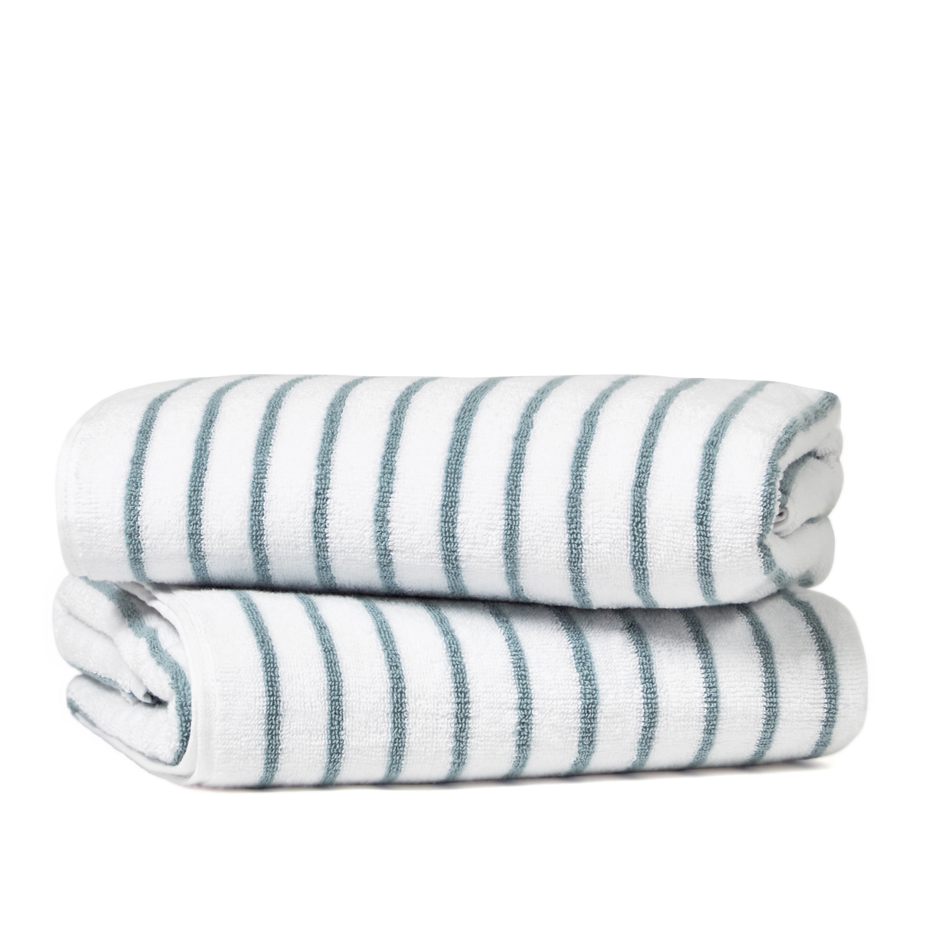 Noble Linens 2 pack Striped Cotton Cabana Beach and Pool Towels