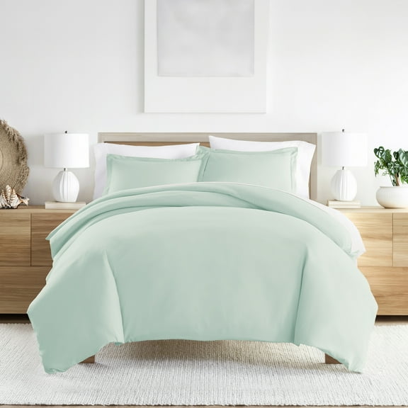 Noble Linens 3-Piece Aqua Duvet Cover Set, Full/Queen