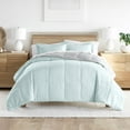 thumbnail image 1 of Noble Linens Soft 3-Piece Aqua & Gray Reversible All Season Lightweight Down Alternative Comforter Set, Full/Queen, 1 of 12