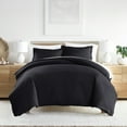 thumbnail image 1 of Noble Linens 3-Piece Black Duvet Cover Set, King/ Cal King, 1 of 9