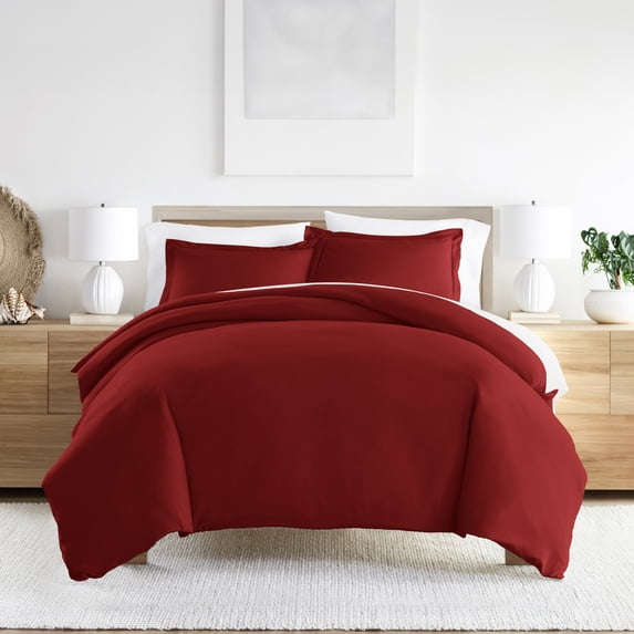Noble Linens 3-Piece Burgundy Duvet Cover Set, King/ Cal King