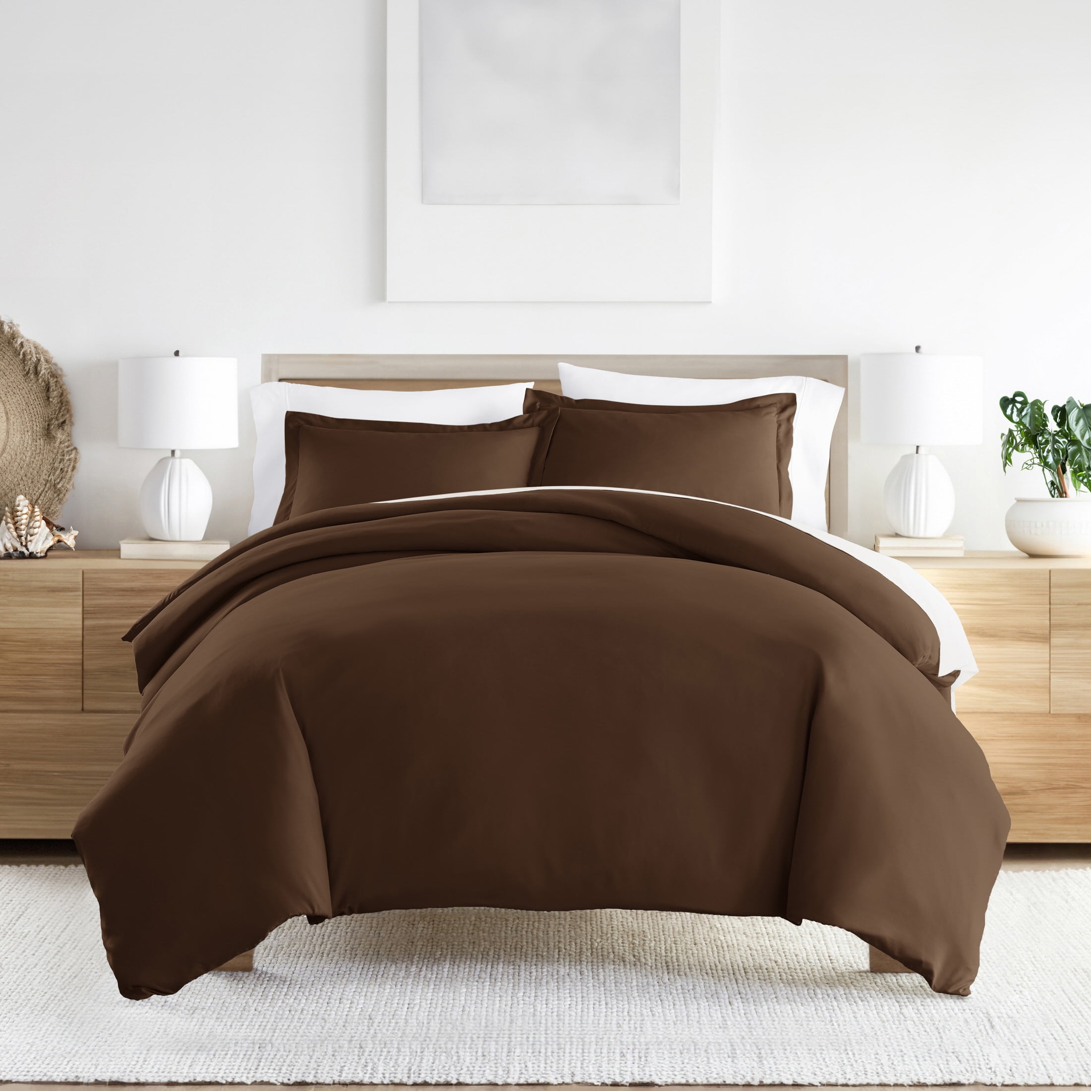 Noble Linens 3-Piece Chocolate Duvet Cover Set, King/ Cal King